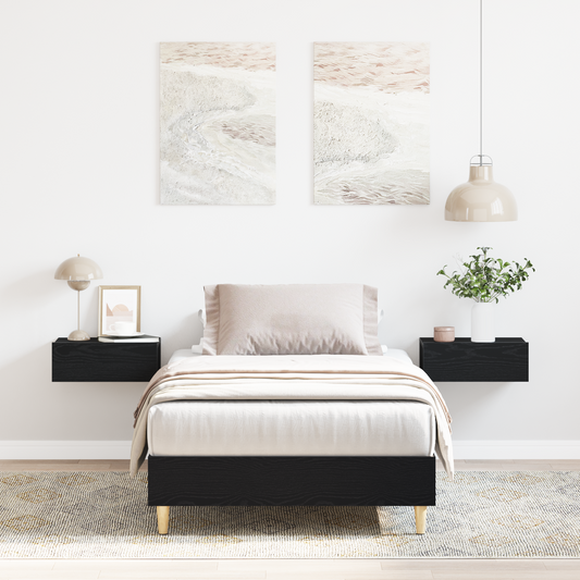 Sengestel Sort Eg 90 X 190 Cm Konstrueret Træ