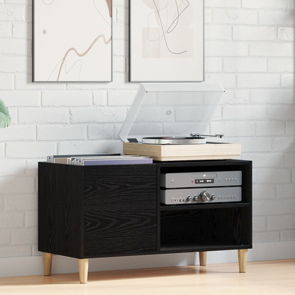 Recordskab Sort Eg 84,5X38X48 Cm Konstrueret Træ
