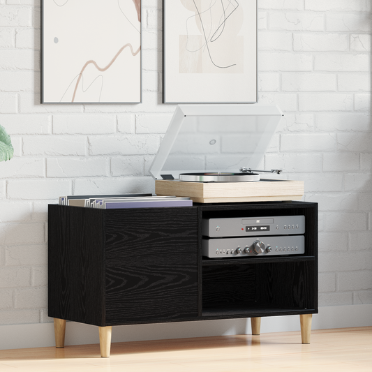 Recordskab Sort Eg 84,5X38X48 Cm Konstrueret Træ