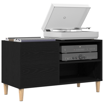 Recordskab Sort Eg 84,5X38X48 Cm Konstrueret Træ