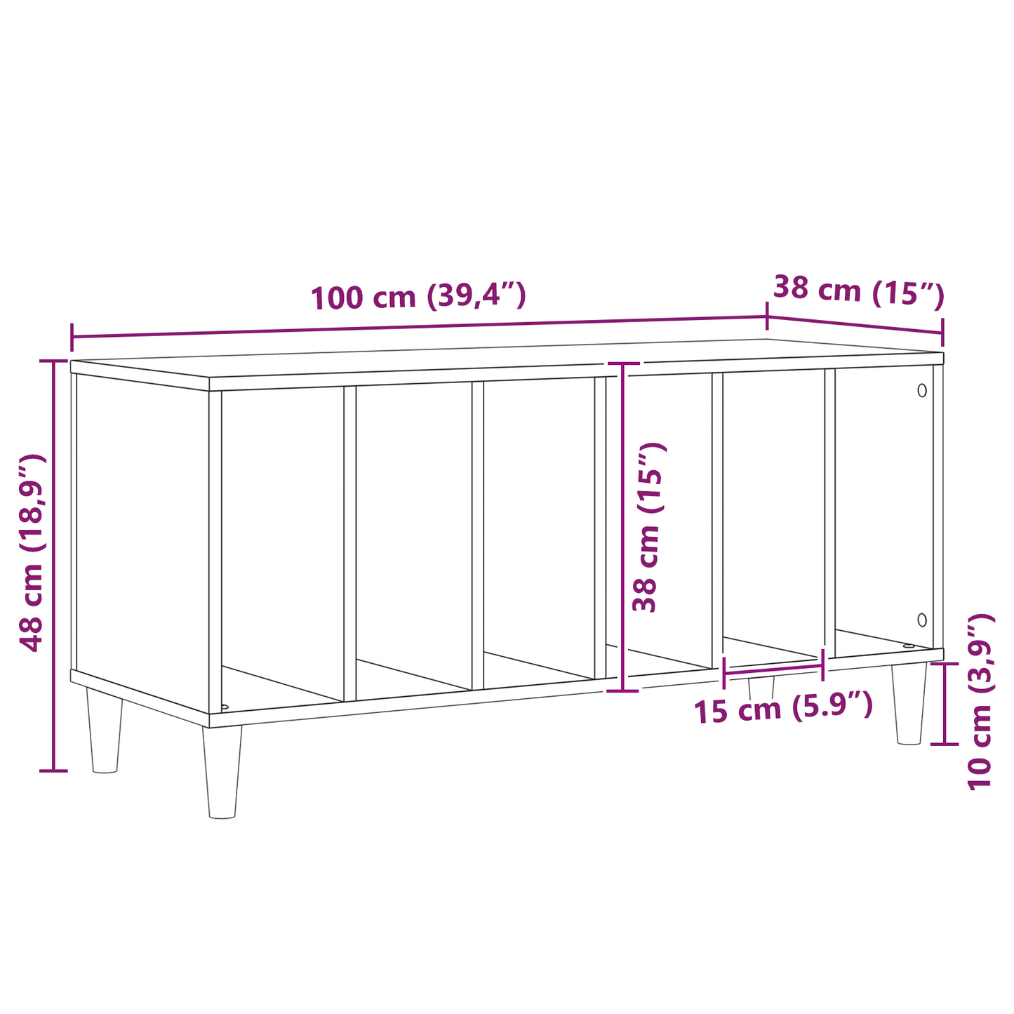 Pladeskab Sort Eg 100X38X48 Cm Konstrueret Træ