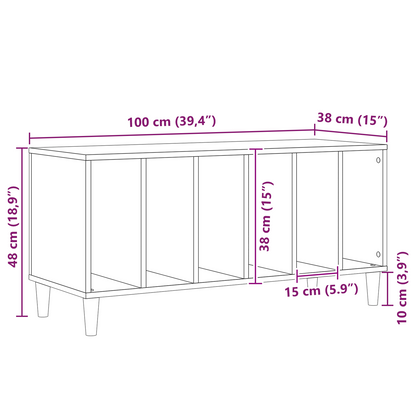 Pladeskab Sort Eg 100X38X48 Cm Konstrueret Træ