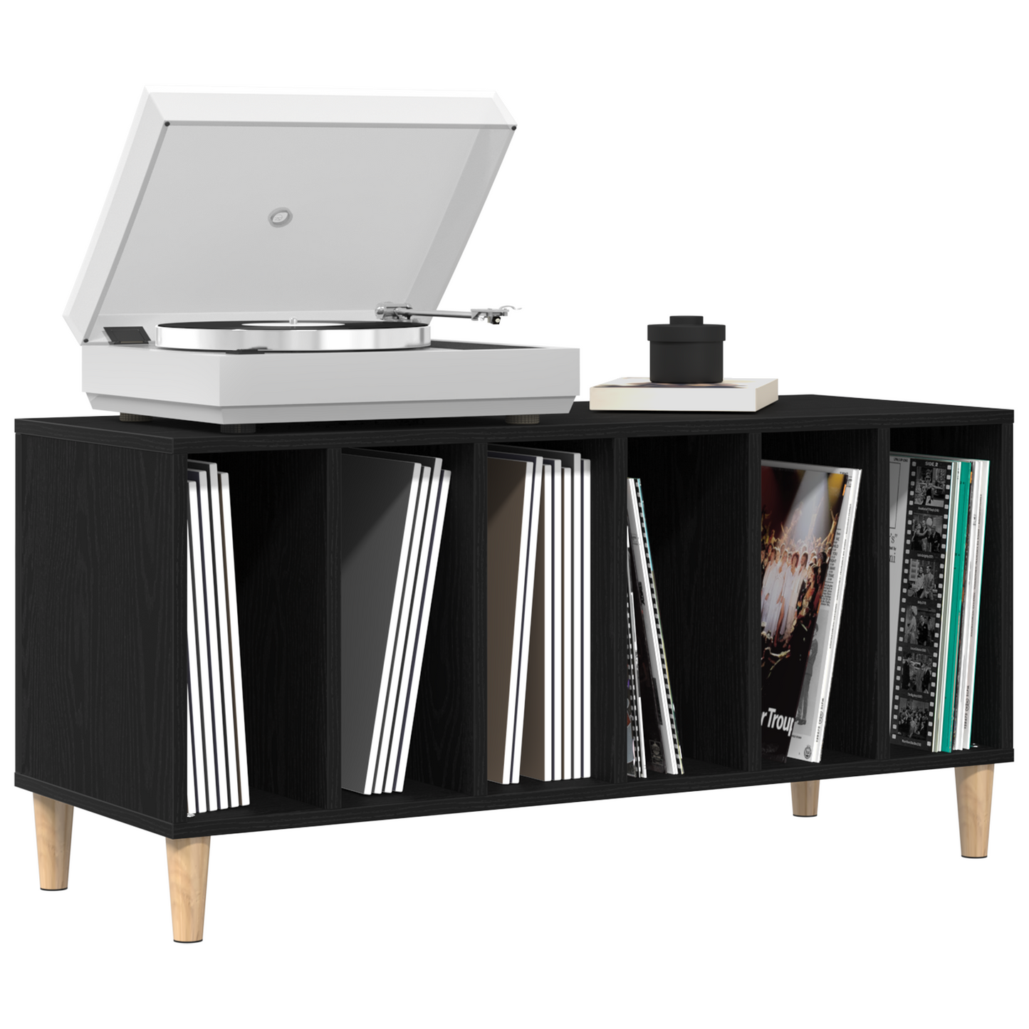 Pladeskab Sort Eg 100X38X48 Cm Konstrueret Træ