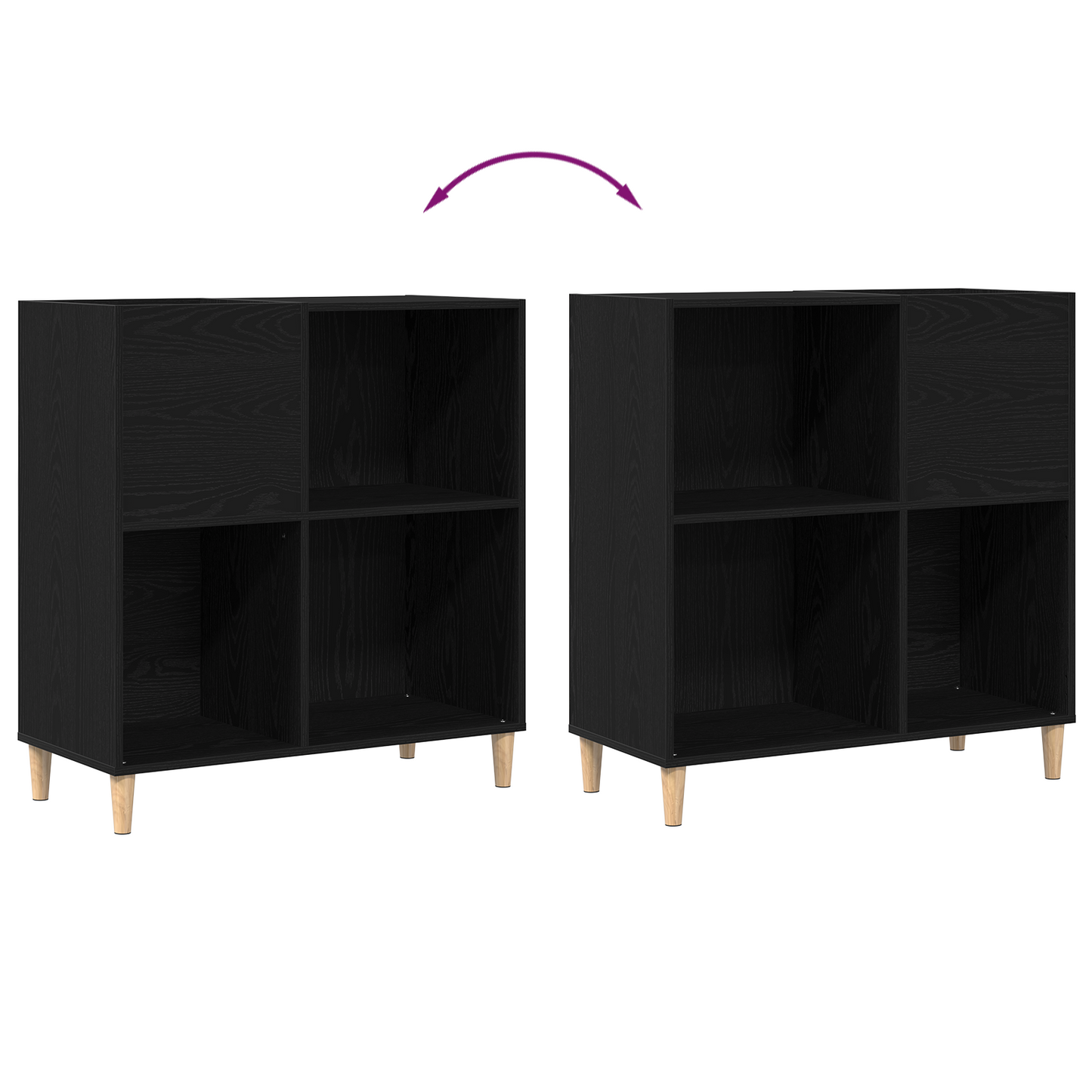 Record Cabinet Sort Eg 84,5X38X89 Cm Konstrueret Træ