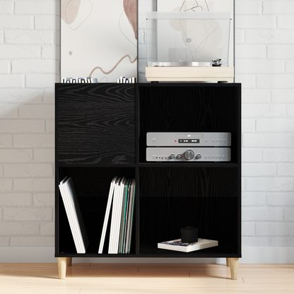 Record Cabinet Sort Eg 84,5X38X89 Cm Konstrueret Træ
