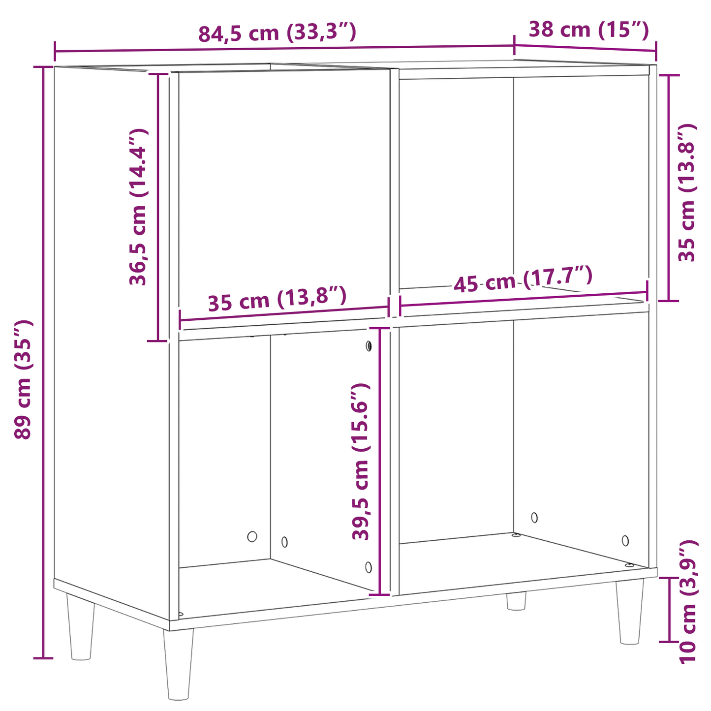 Record Cabinet Sort Eg 84,5X38X89 Cm Konstrueret Træ
