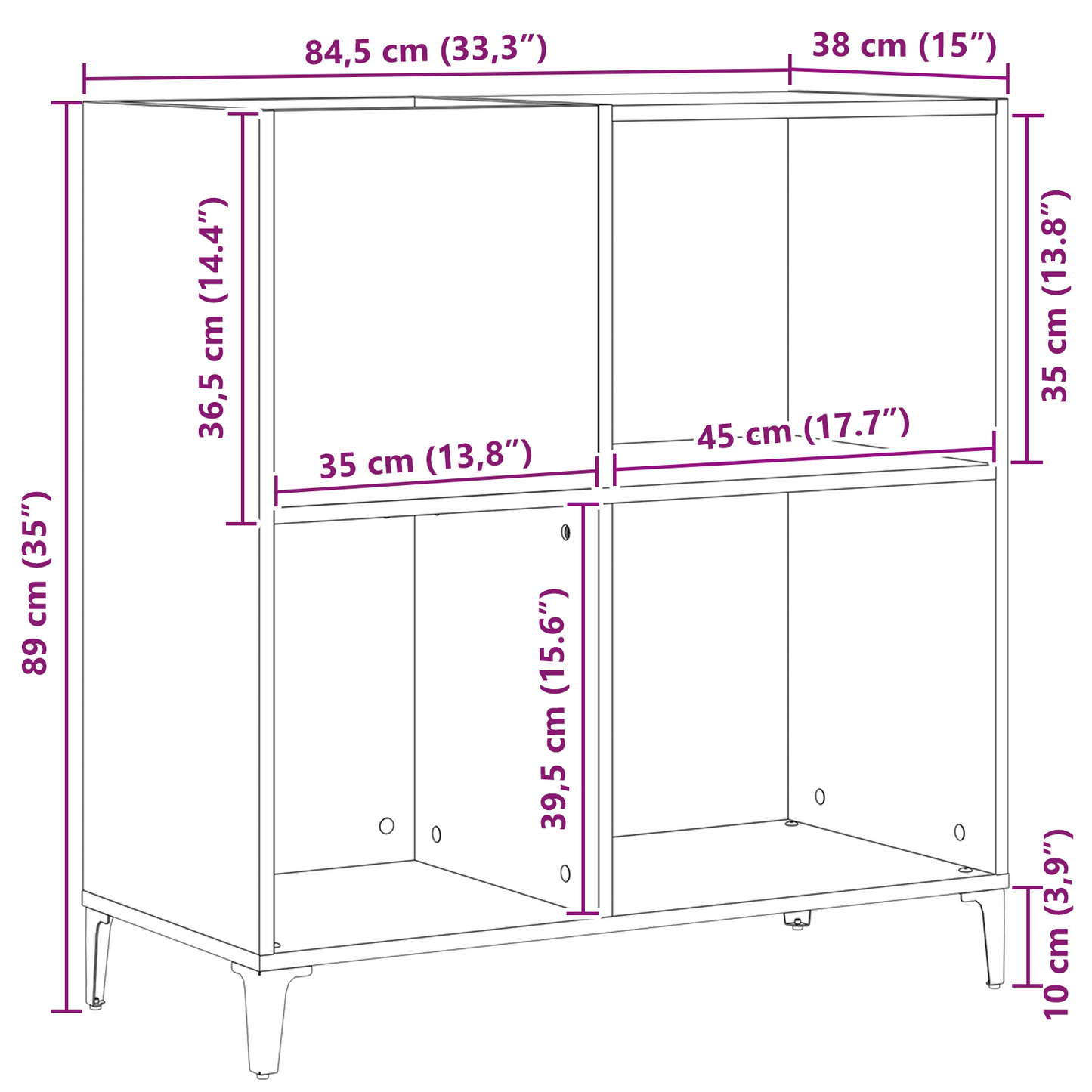 Record Cabinet Sort Eg 84,5X38X89 Cm Konstrueret Træ