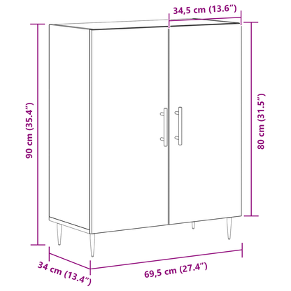 Sideskab Sort Eg 69.5 X 34 X 90 Cm Konstrueret Træ