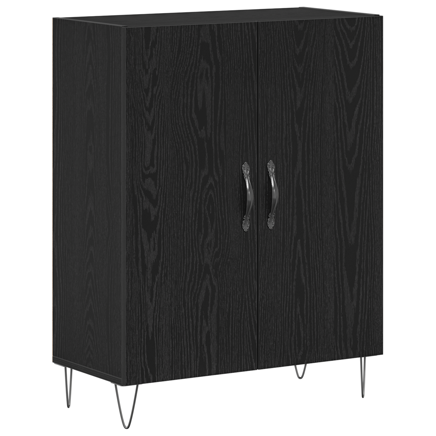 Skænk Sort Eg 69.5 X 34 X 90 Cm Konstrueret Træ