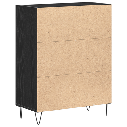 Skænk Sort Eg 69.5 X 34 X 90 Cm Konstrueret Træ
