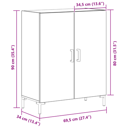 Skab Sort Eg 69.5 X 34 X 90 Cm Konstrueret Træ