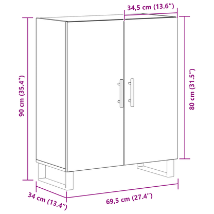 Skænk Sort Eg 69.5 X 34 X 90 Cm Konstrueret Træ