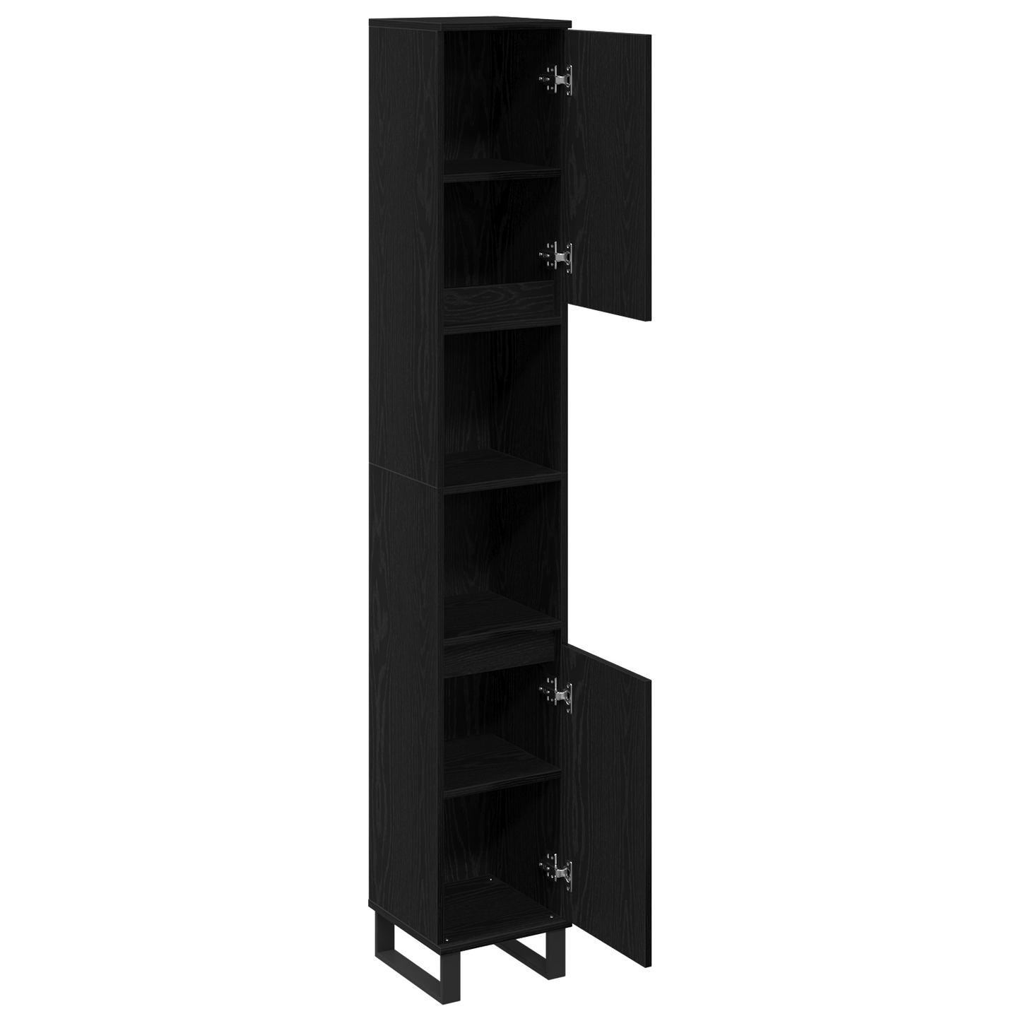 Badeværelsesskab Sort Eg 30 X 30 X 190 Cm Konstrueret Træ
