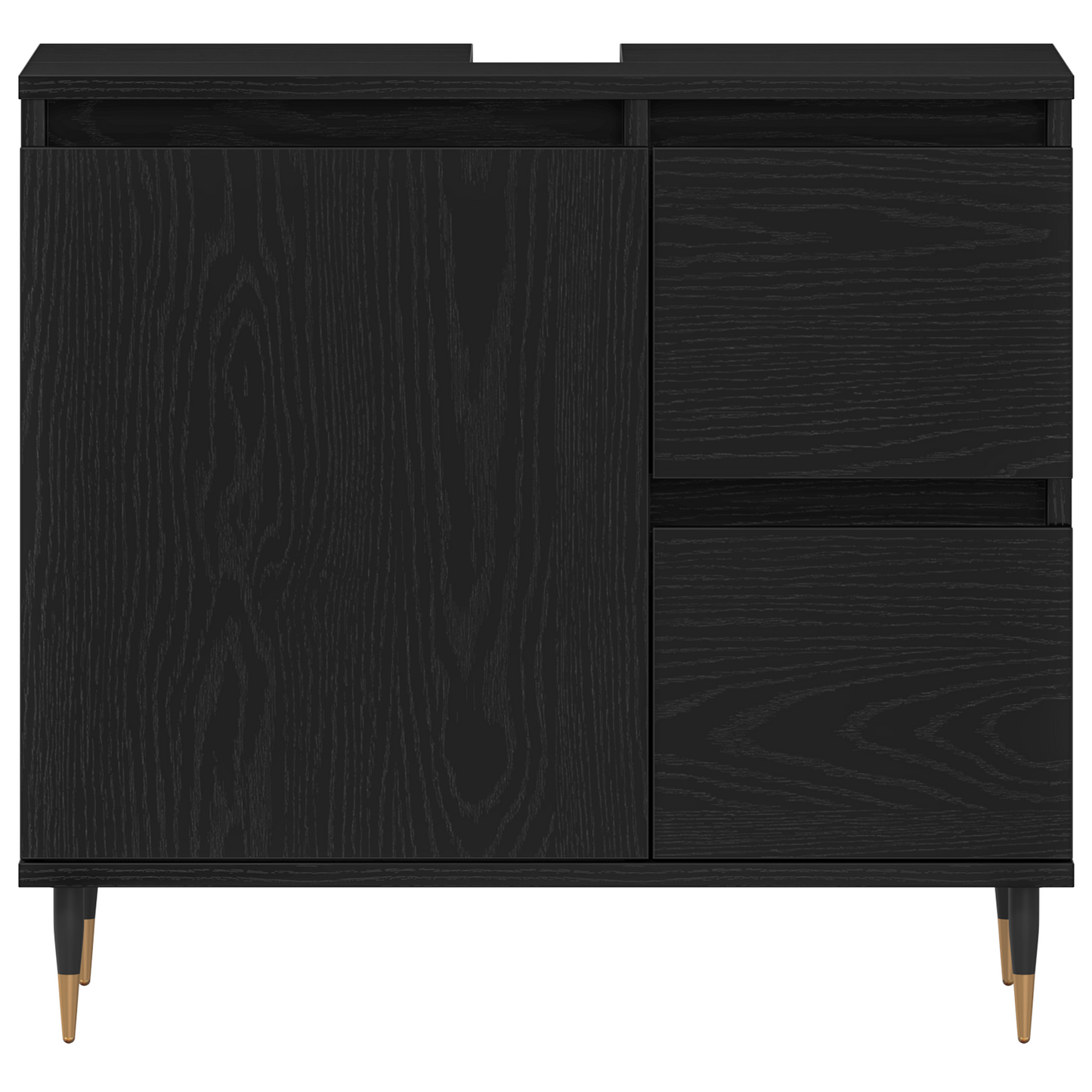 Badeværelsesskab Sort Eg 65 X 33 X 60 Cm Konstrueret Træ