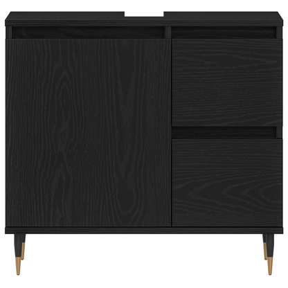 Badeværelsesskab Sort Eg 65 X 33 X 60 Cm Konstrueret Træ