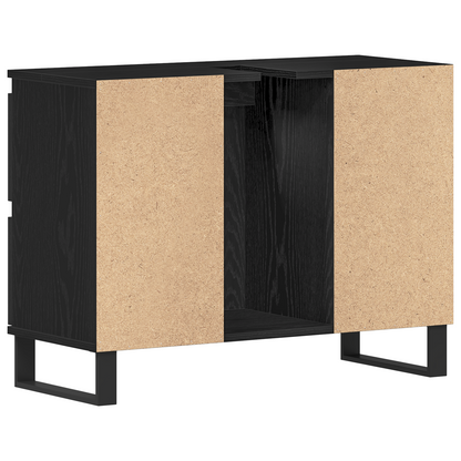Badeværelsesskab Sort Eg 80 X 33 X 60 Cm Konstrueret Træ