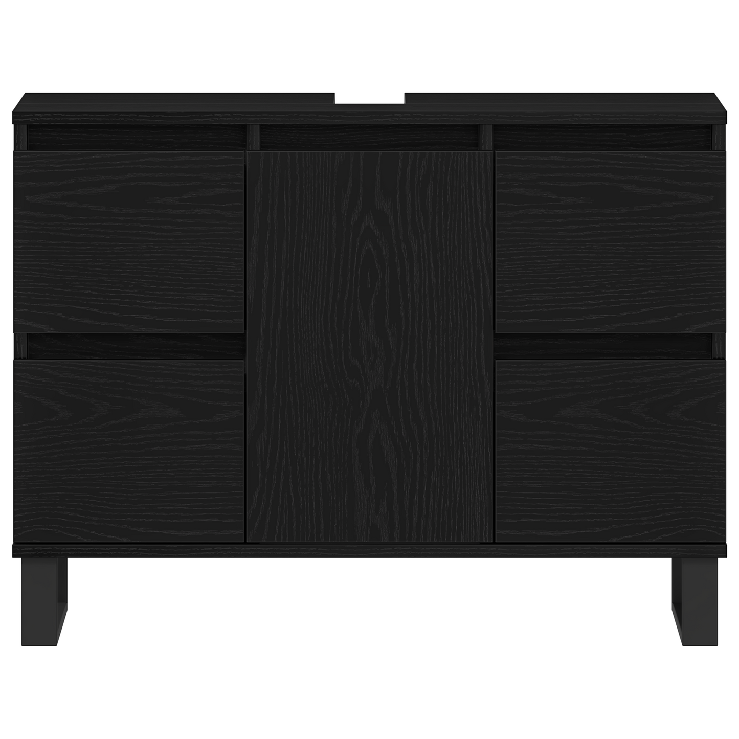 Badeværelsesskab Sort Eg 80 X 33 X 60 Cm Konstrueret Træ