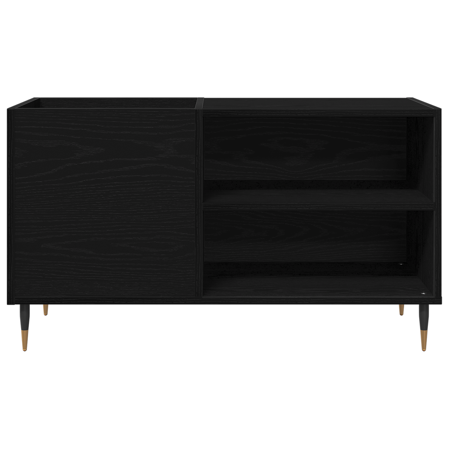 Pladeskab Med Hylde Sort Eg 85 X 38 X 48 Cm Konstrueret Træ