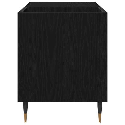 Pladeskab Med Hylde Sort Eg 85 X 38 X 48 Cm Konstrueret Træ