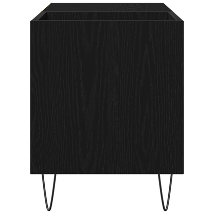 Pladeskab Med Hylde Sort Eg 85 X 38 X 48 Cm Konstrueret Træ