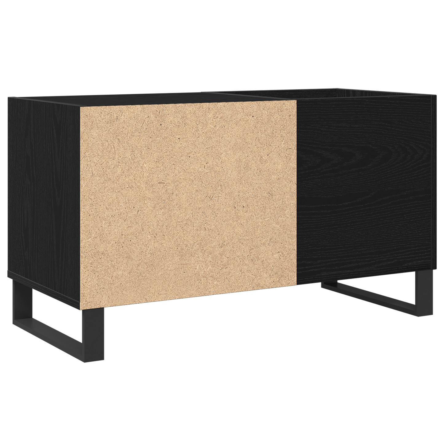 Pladeskab Med Hylde Sort Eg 85 X 38 X 48 Cm Konstrueret Træ