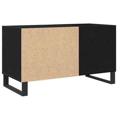 Pladeskab Med Hylde Sort Eg 85 X 38 X 48 Cm Konstrueret Træ