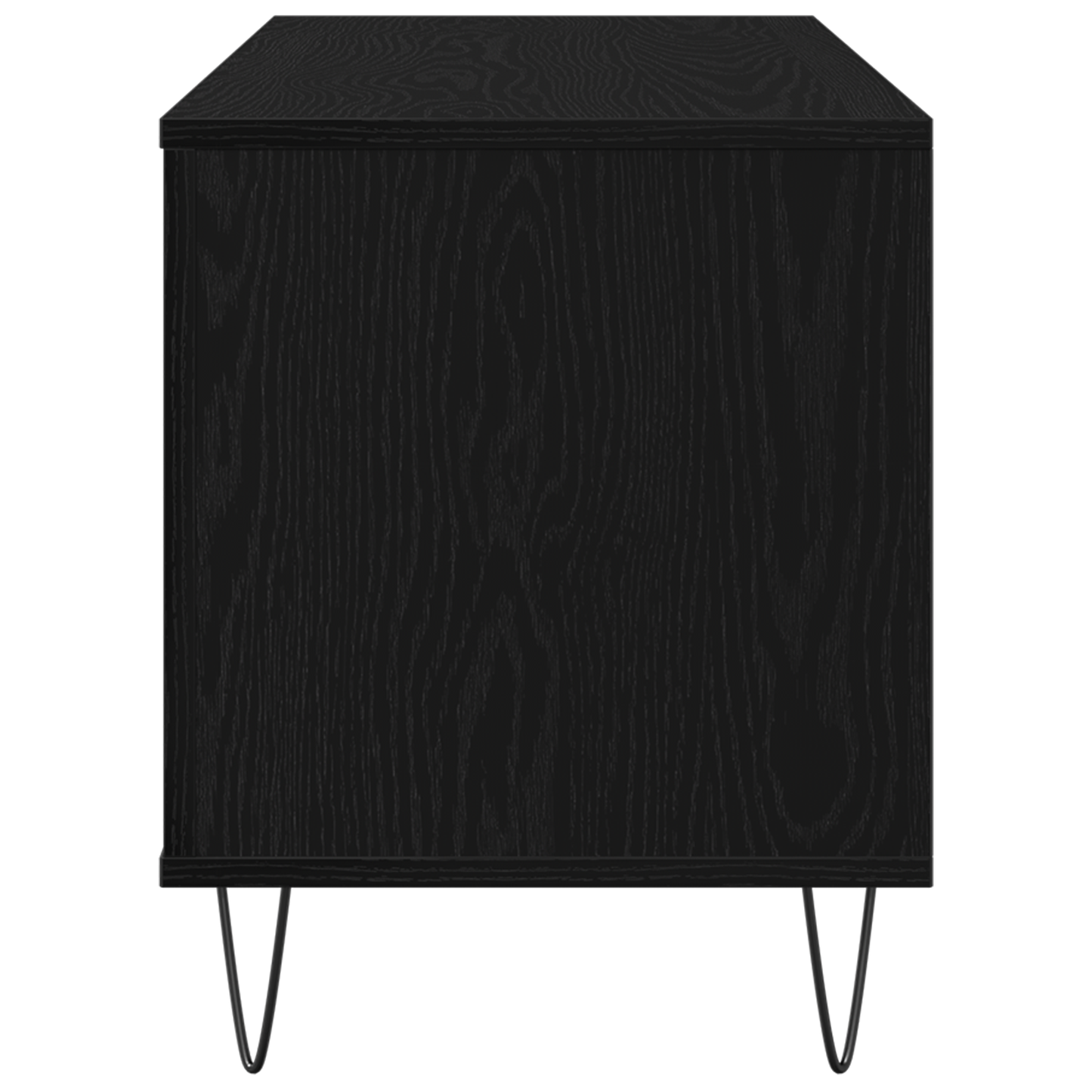 Pladeskab Med Hylde Sort Eg 100 X 38 X 48 Cm Konstrueret Træ