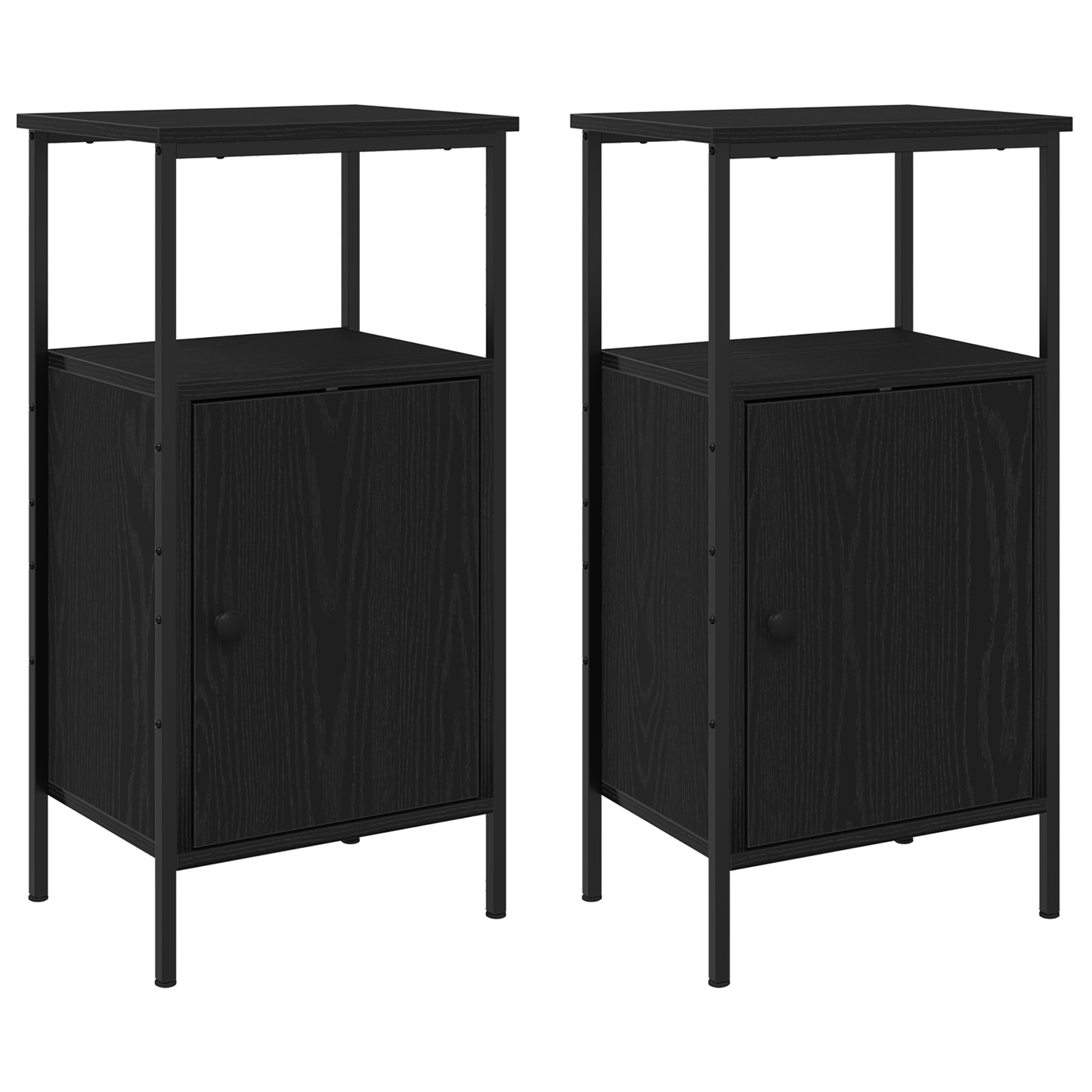 Sengeborde 2 Stk Sort Eg 41X31X80 Cm Ingeniørtræ
