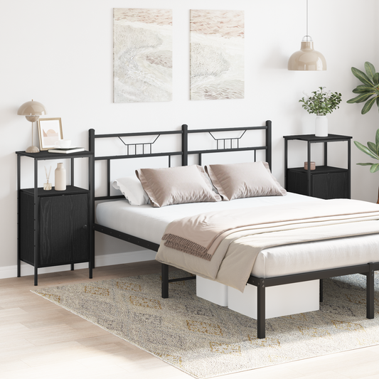 Sengeborde 2 Stk Sort Eg 41X31X80 Cm Ingeniørtræ