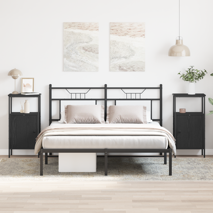 Sengeborde 2 Stk Sort Eg 41X31X80 Cm Ingeniørtræ