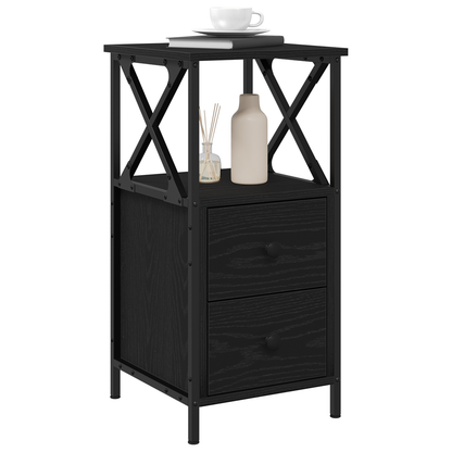 Sengebord I Sort Eg 34X35,5X70 Cm - Ingeniørtræ