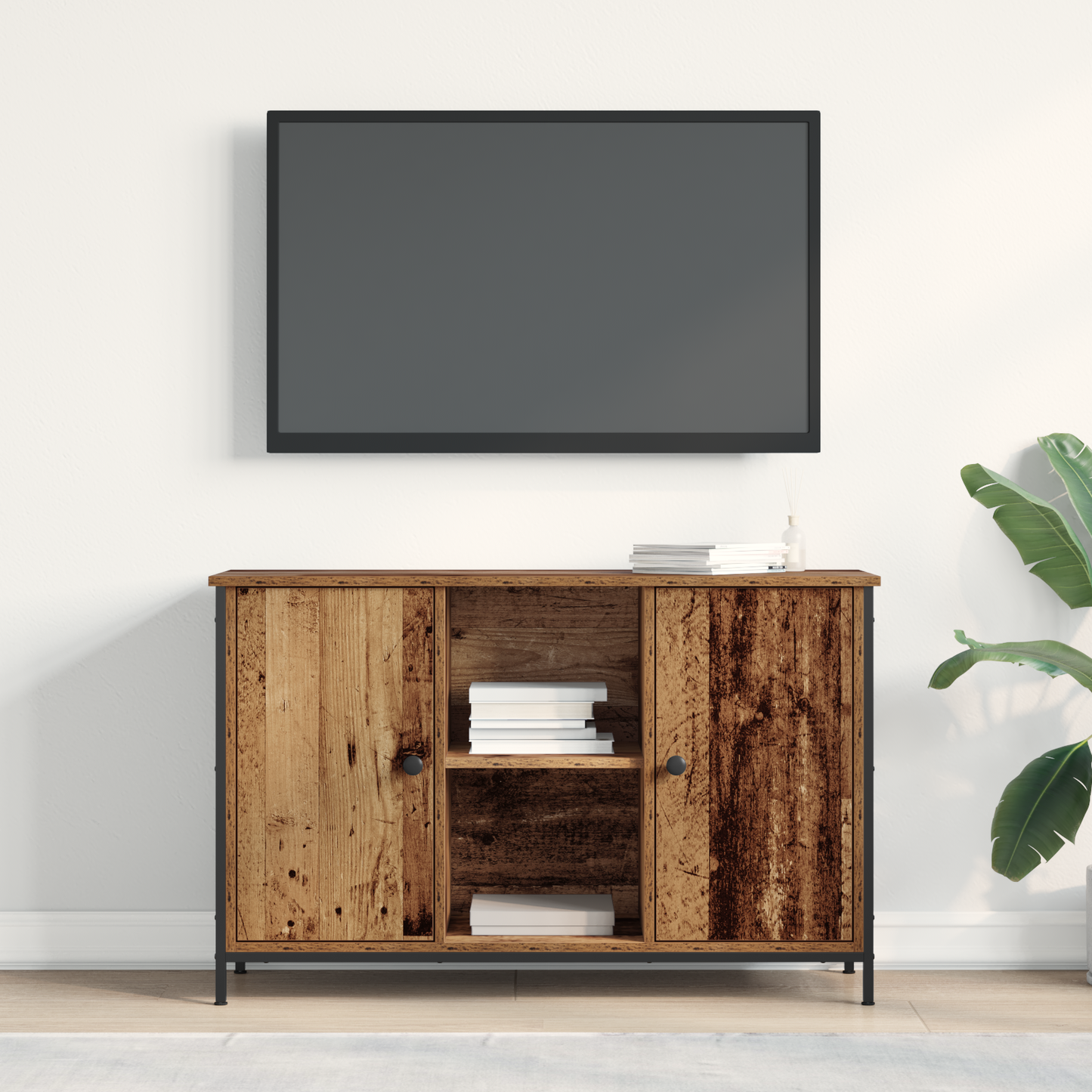 Tv-Skab Gammelt Træ 101 X 35 X 65 Cm Konstrueret Træ