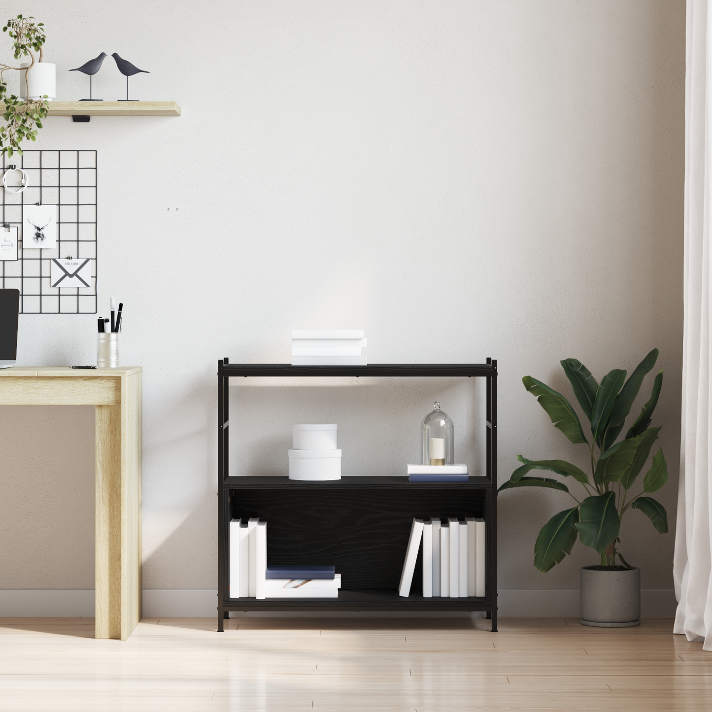 Bogreol Sort Eg 80 X 30 X 78.5 Cm Konstrueret Træ