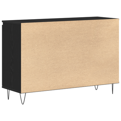 Sideboard Med Skuffe Sort Eg 101,5 X 35 X 70 Cm Konstrueret Træ