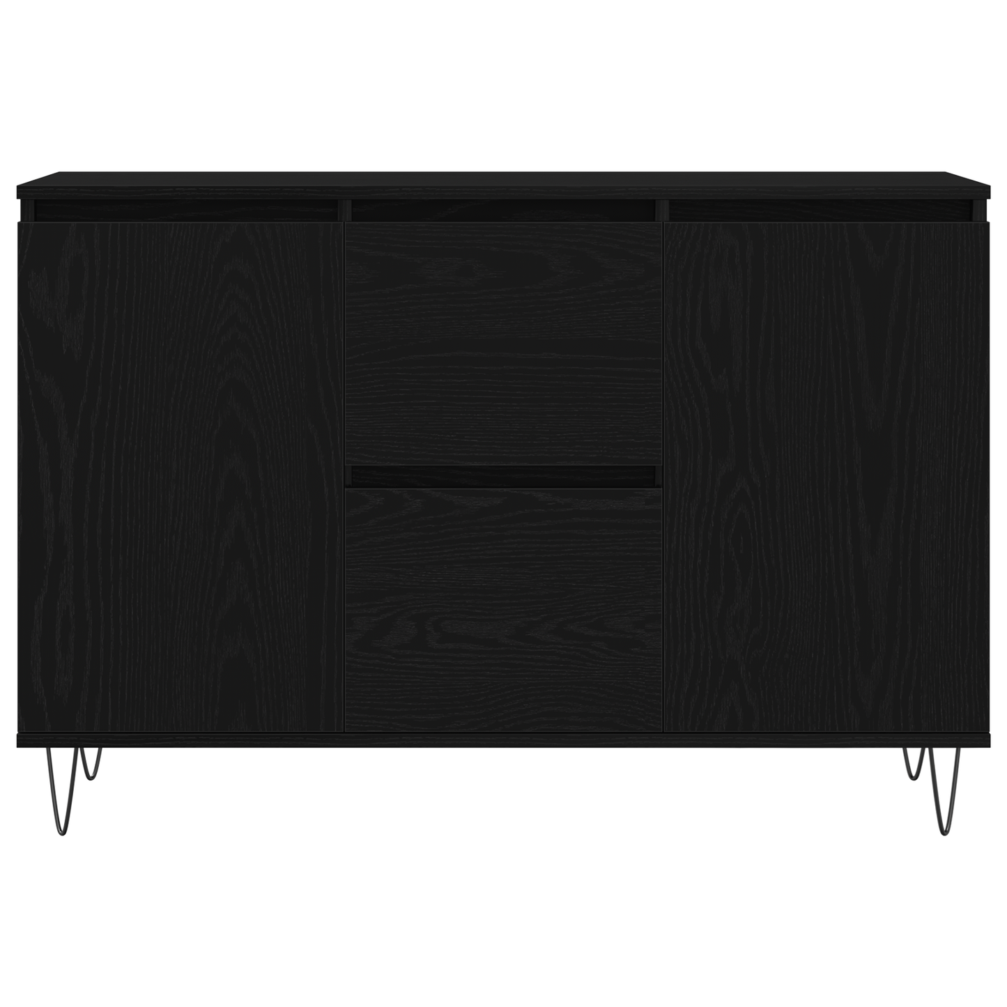 Sideboard Med Skuffe Sort Eg 101,5 X 35 X 70 Cm Konstrueret Træ