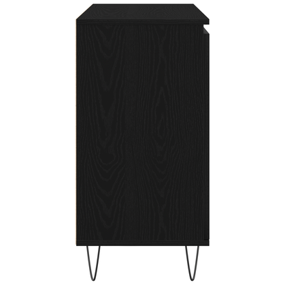 Sideboard Med Skuffe Sort Eg 101,5 X 35 X 70 Cm Konstrueret Træ