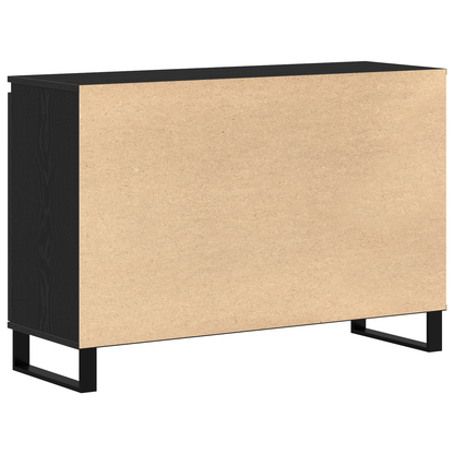 Sideboard Med Skuffe Sort Eg 101,5 X 35 X 70 Cm Konstrueret Træ