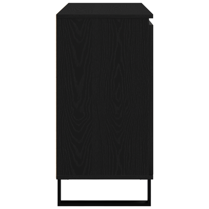 Sideboard Med Skuffe Sort Eg 101,5 X 35 X 70 Cm Konstrueret Træ
