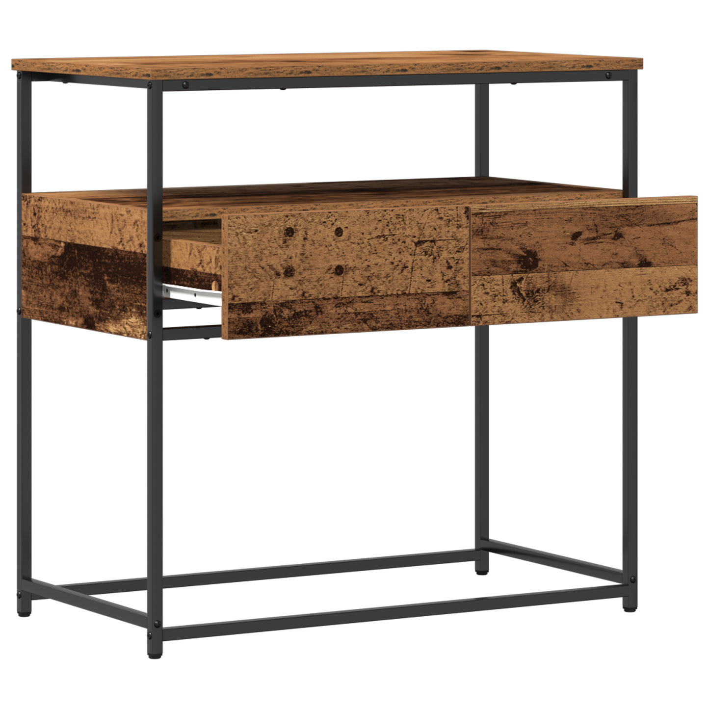 Konsolbord Gammel Træ 75X40X75 Cm Ingeniørtræ Og Stål