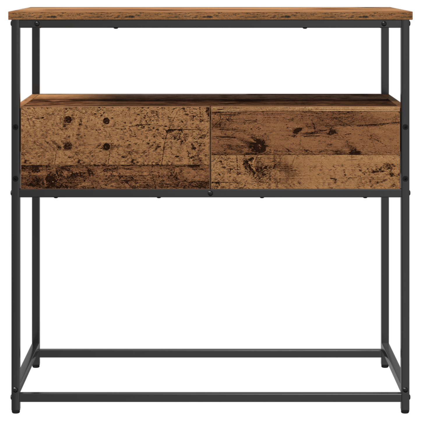 Konsolbord Gammel Træ 75X40X75 Cm Ingeniørtræ Og Stål