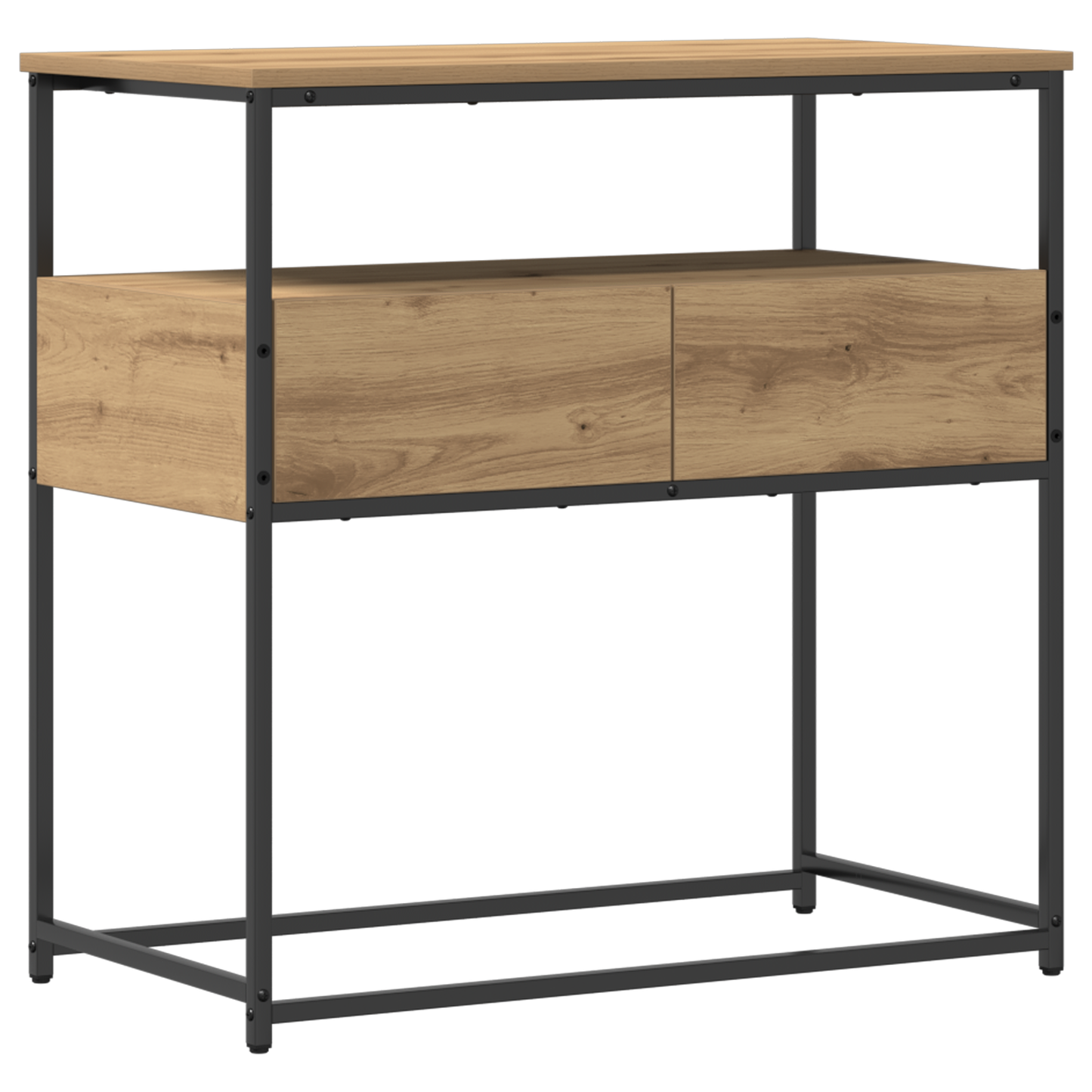 Konsolbord Artisanal Egetræ 75X40X75 Cm Konstrueret Træ Og Stål