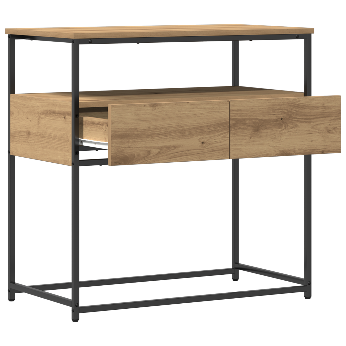 Konsolbord Artisanal Egetræ 75X40X75 Cm Konstrueret Træ Og Stål