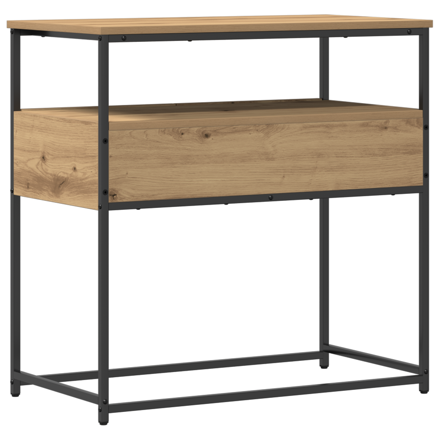 Konsolbord Artisanal Egetræ 75X40X75 Cm Konstrueret Træ Og Stål