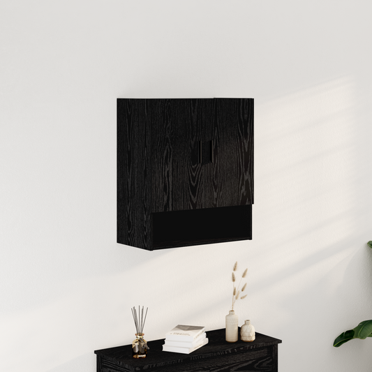 Vægreol Sort Eg 60X31X70 Cm Konstrueret Træ
