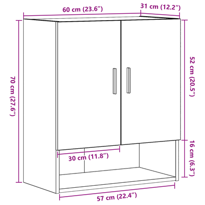 Vægreol Sort Eg 60X31X70 Cm Konstrueret Træ