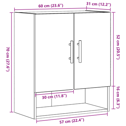 Vægskab Sort Eg 60X31X70 Cm Ingeniørtræ