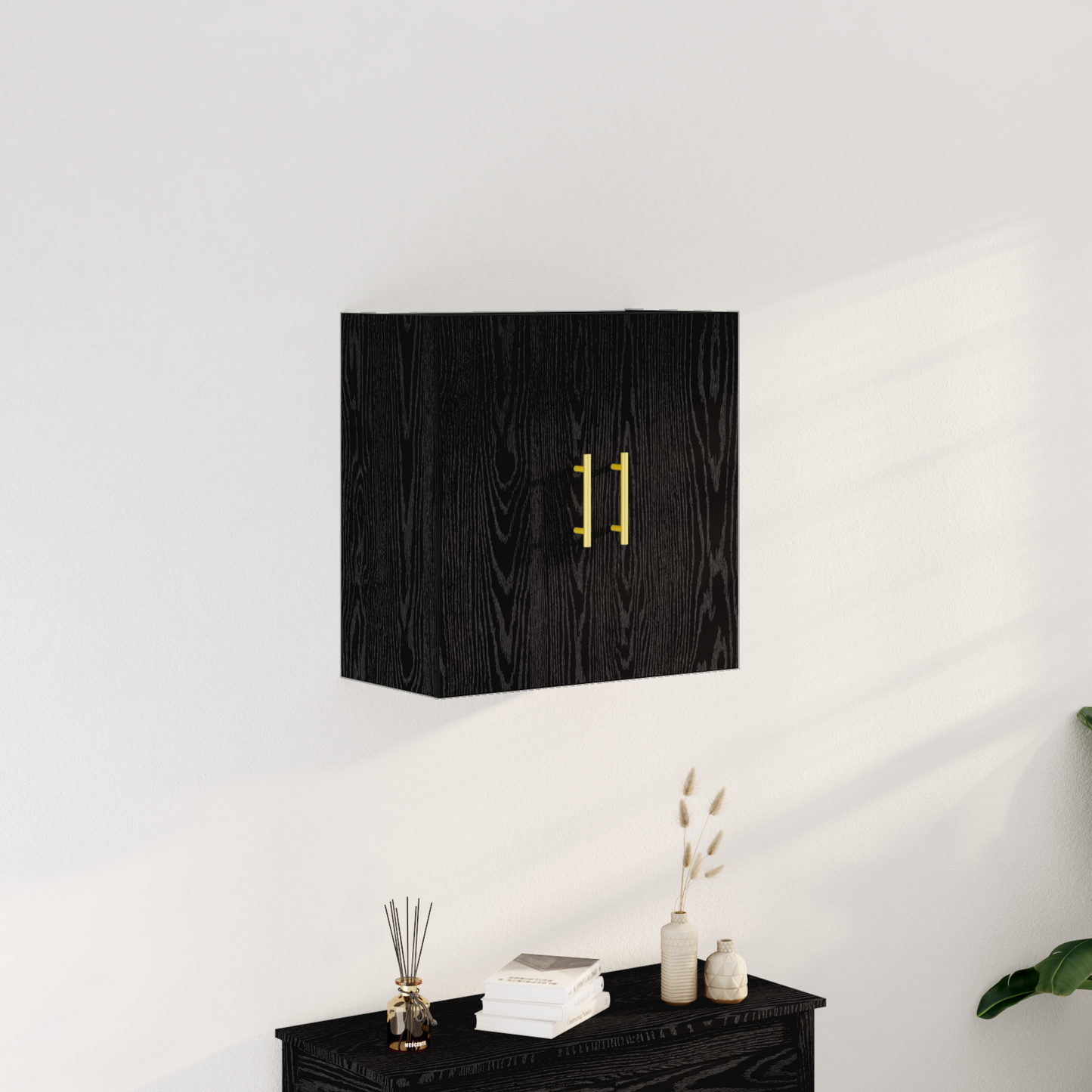 Vægreol Sort Eg 60X31X70 Cm Ingeniørtræ