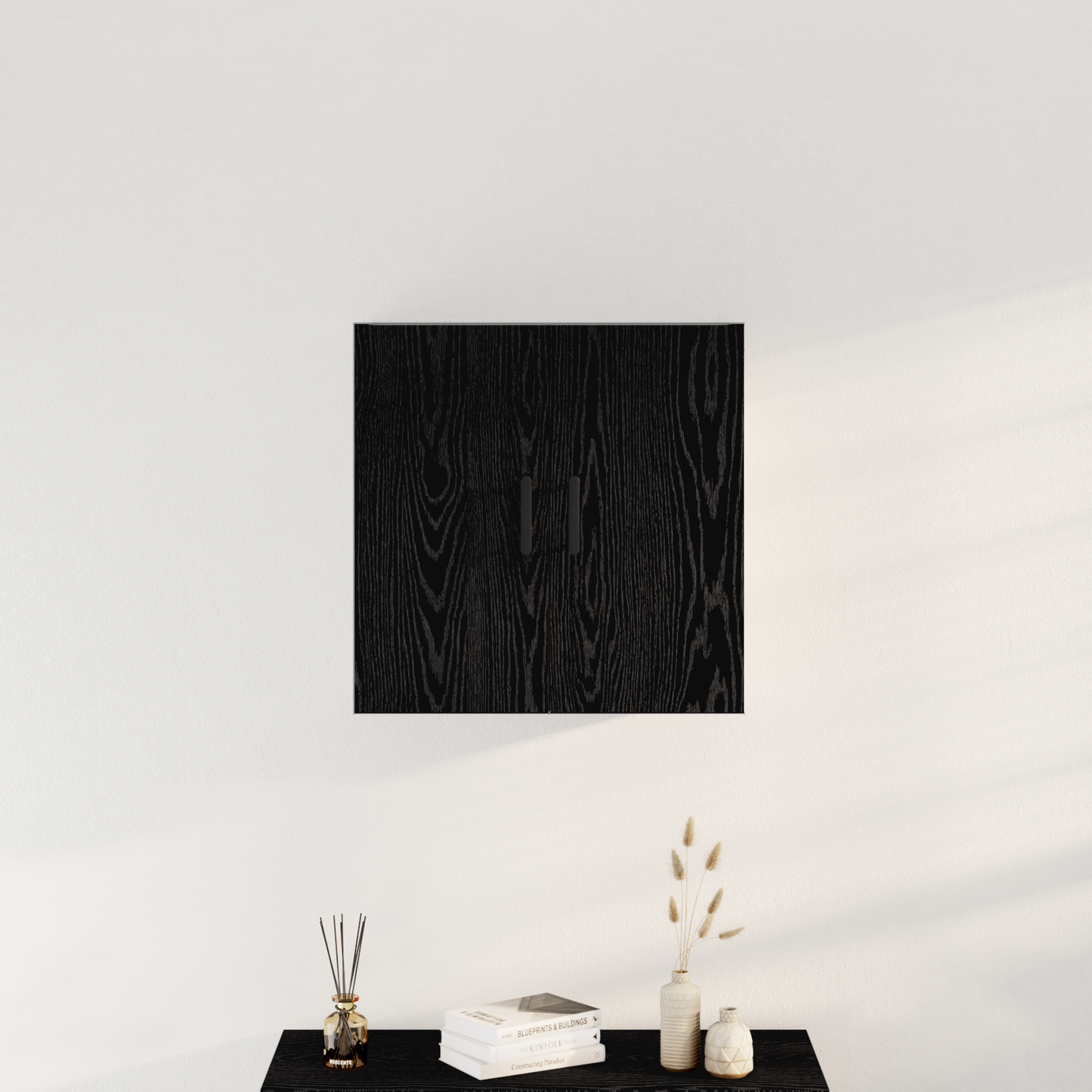 Væghylde Sort Eg 60X31X60 Cm Konstrueret Træ