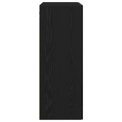 Væghængt Skab Sort Eg 69.5 X 34 X 90 Cm Konstrueret Træ