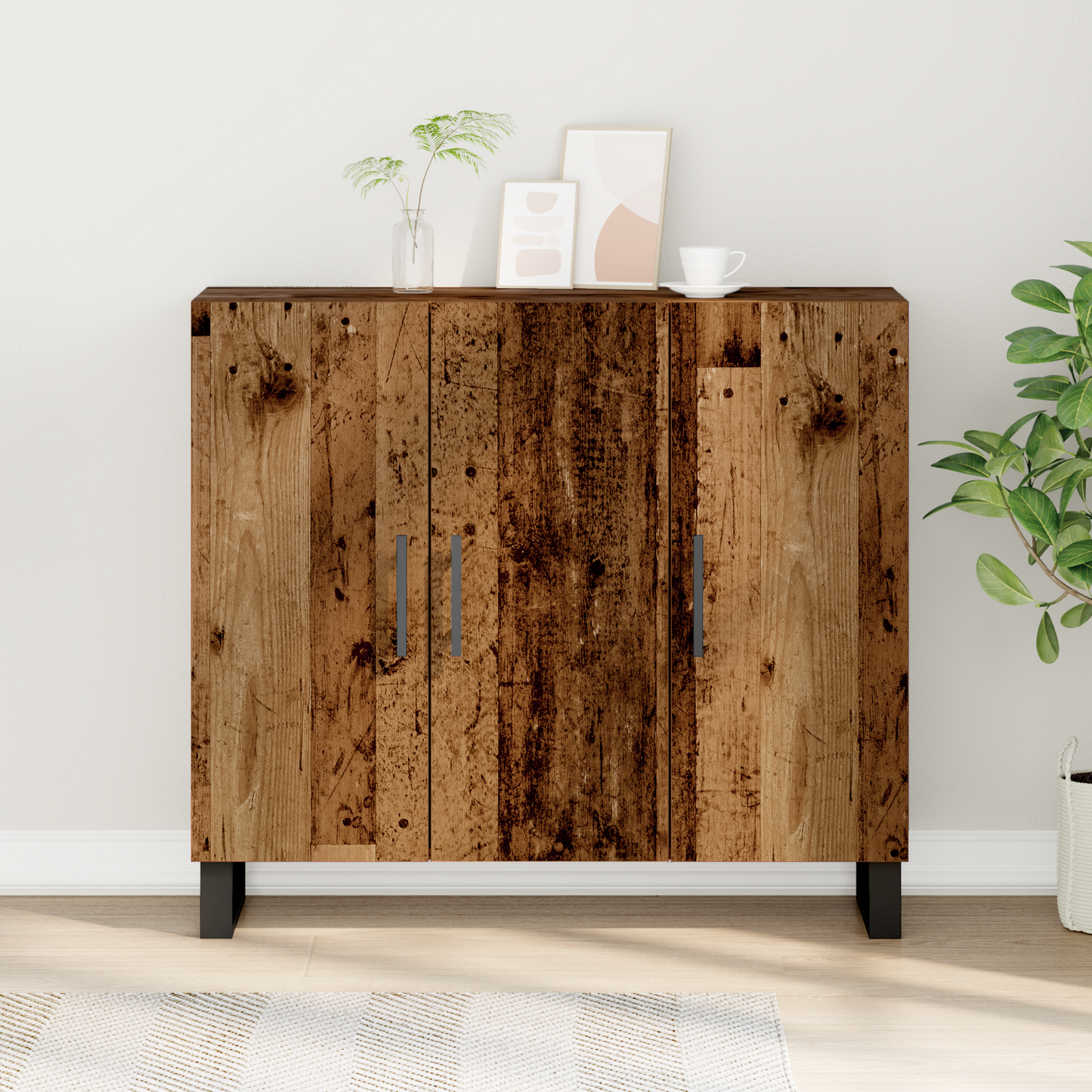Sideboard Gammelt Træ 90 X 34 X 80 Cm Konstrueret Træ